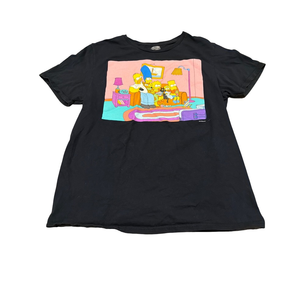 The Simpsons Couch Family Graphic T-Shirt Mens Medium Black 100% Cotton Tee